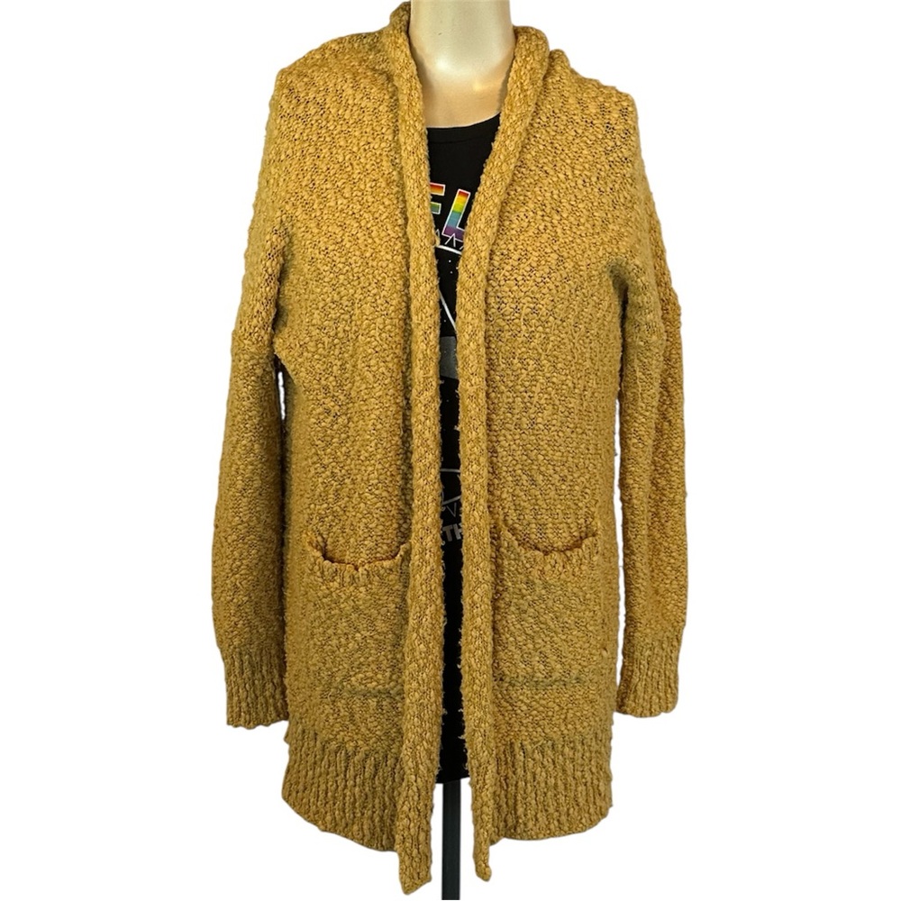 mittoshop Mustard Textured (Popcorn) Cardigan Patch Pockets Size M/L